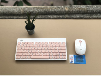 Bộ bàn phím chuột không dây Chính Hãng  FORTER 1500 Cao Cấp, Màu Hồng Trắng