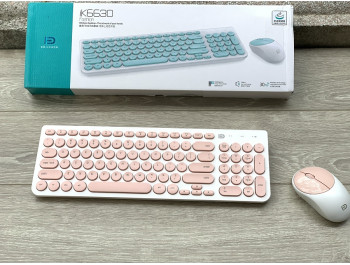 Bộ bàn phím chuột không dây Chính Hãng FORTER IK6630, Màu Hồng