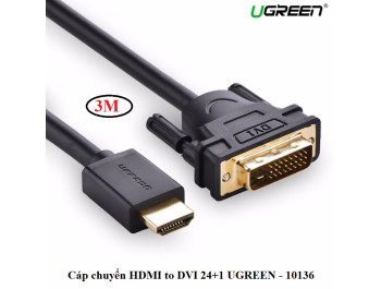 new - Cáp chuyển đổi HDMI to DVI ( 24+1 ) dài 3m Ugreen 10136