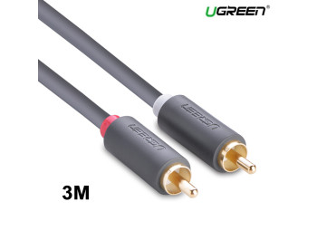 new - Cáp loa AV 2 đầu hoa sen 3M UGREEN 10519 - AV104 2RCA cao cấp