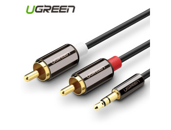 new - Dây Audio 3,5mm ra 2 đầu RCA dài 1M UGREEN AV116 10749  - 10749