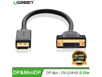 new - Cáp chuyển đổi Displayport to DVI ( 24+5 ) đầu âm chính hãng Ugreen 20405