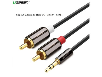 new - Cáp Audio 3.5mm Male To 2RCA Male dài 0.5m UGREEN 20779 - AV116