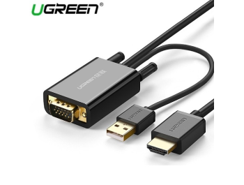 new - Cáp chuyển đổi VGA to HDMI+Audio dài 2m Ugreen 30840 cao cấp