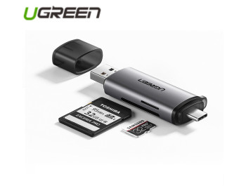 new - Đầu Đọc Thẻ Nhớ SD, TF 2 chuẩn cắm Chân Type-C và USB 3.0 Ugreen 50706 |CM185