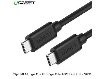 new - Cáp USB Type-C chính hãng Ugreen 50996 (Black, 0.5M)
