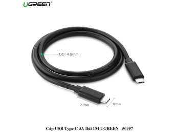 new - Cáp USB Type-C chính hãng Ugreen 50997 (Black, 1M)