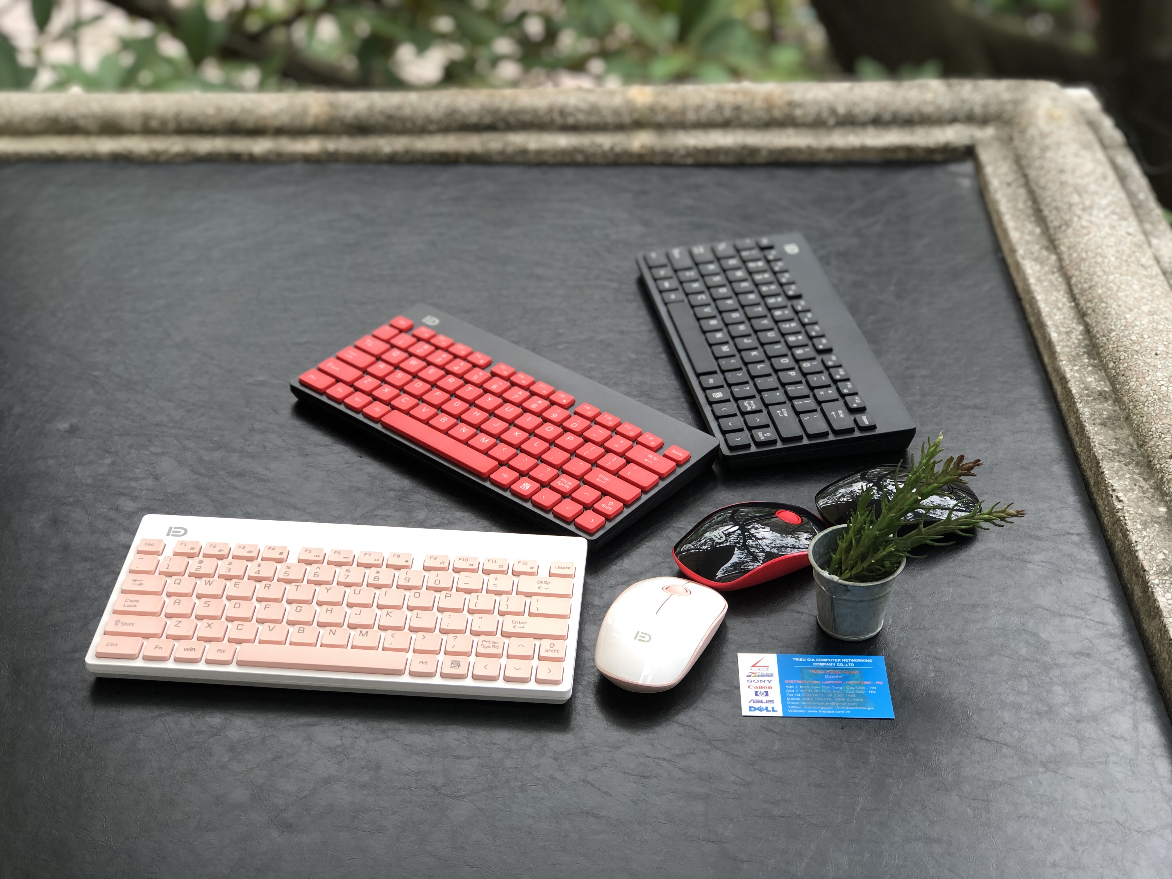 Bộ bàn phím chuột không dây Chính Hãng  FORTER 1500 Cao Cấp, Màu Hồng Trắng