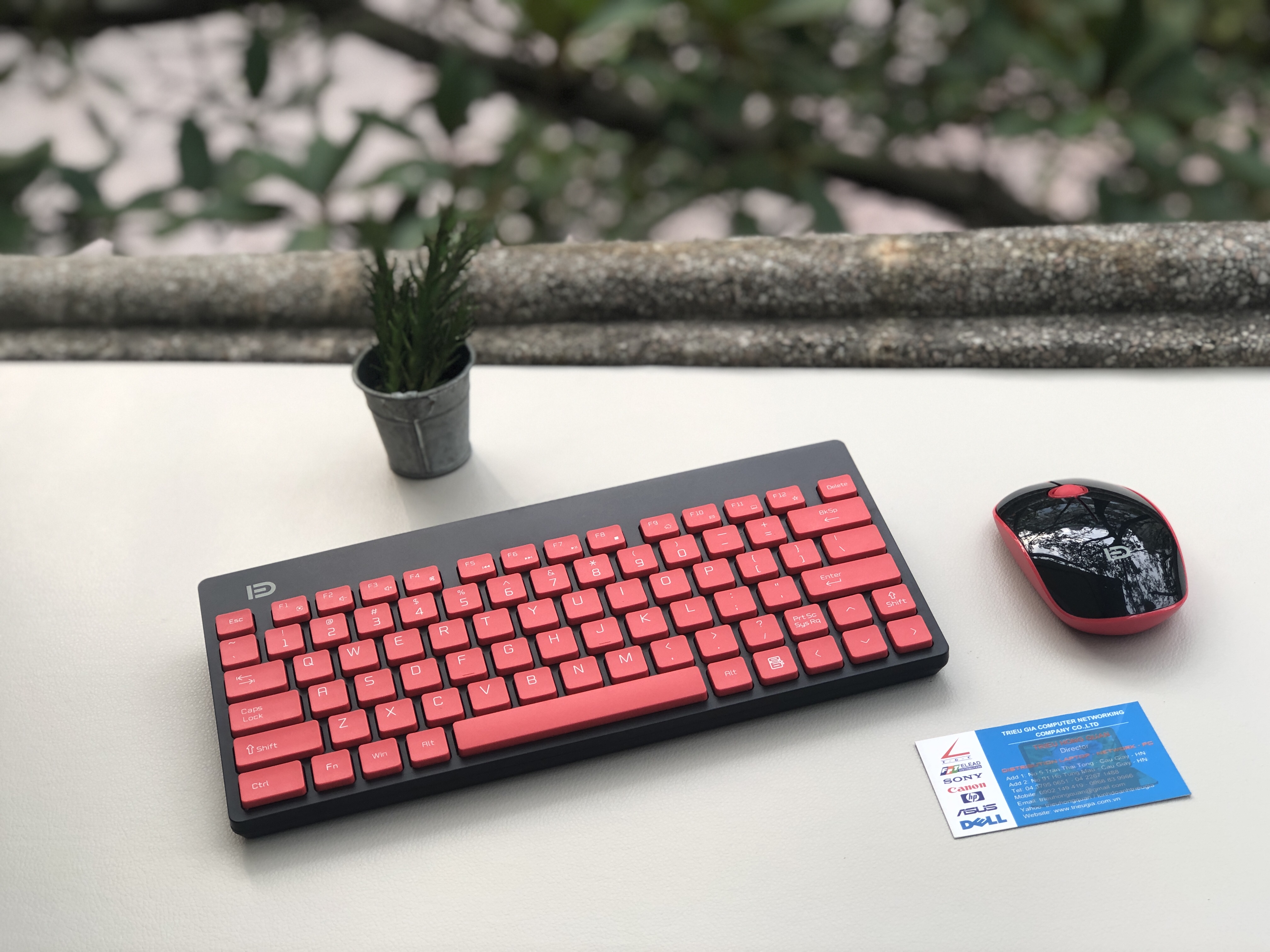 Bộ bàn phím chuột không dây Chính Hãng  FORTER 1500 Cao Cấp, Màu Đen Đỏ