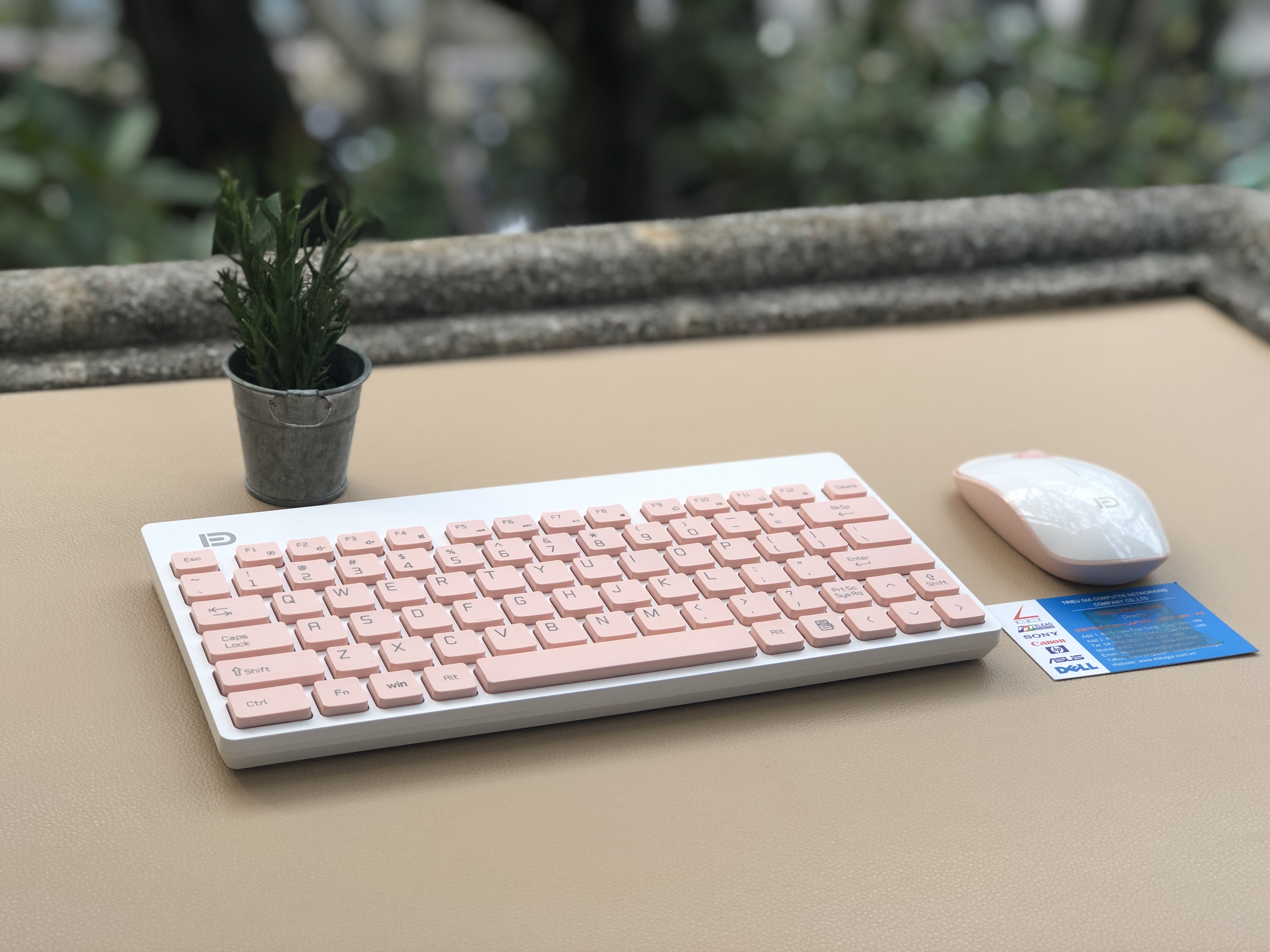 Bộ bàn phím chuột không dây Chính Hãng  FORTER 1500 Cao Cấp, Màu Hồng Trắng