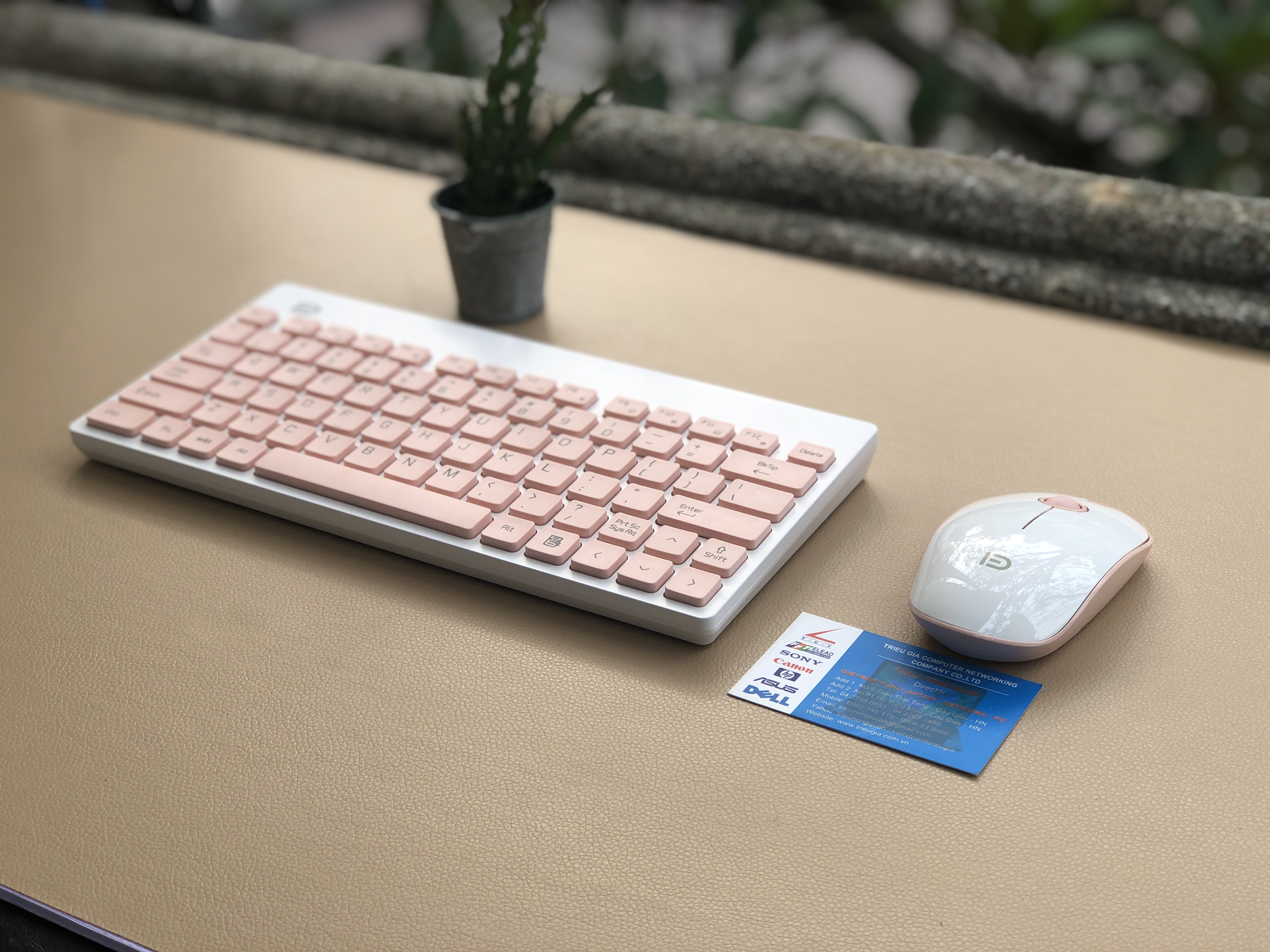 Bộ bàn phím chuột không dây Chính Hãng  FORTER 1500 Cao Cấp, Màu Hồng Trắng