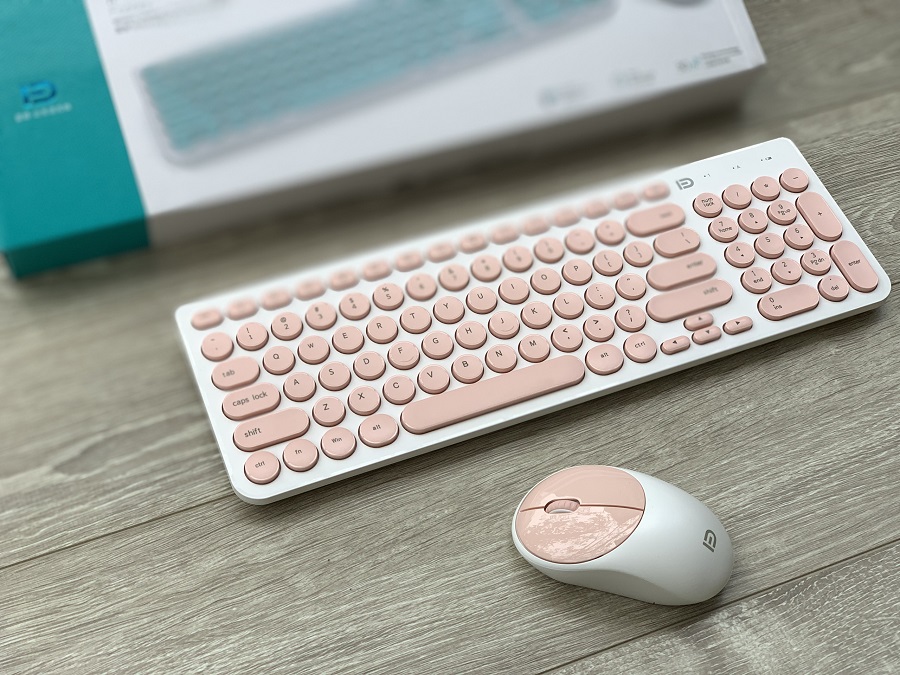 Bộ bàn phím chuột không dây Chính Hãng FORTER IK6630, Màu Hồng
