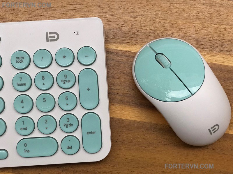 Bộ bàn phím chuột không dây Chính Hãng FORTER IK6630, Màu Xanh-Trắng