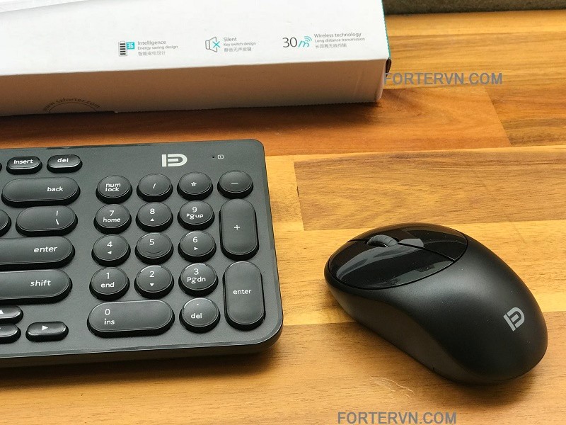 Bộ bàn phím chuột không dây FORTER IK6630 Chính Hãng Cao Cấp, Màu Đen