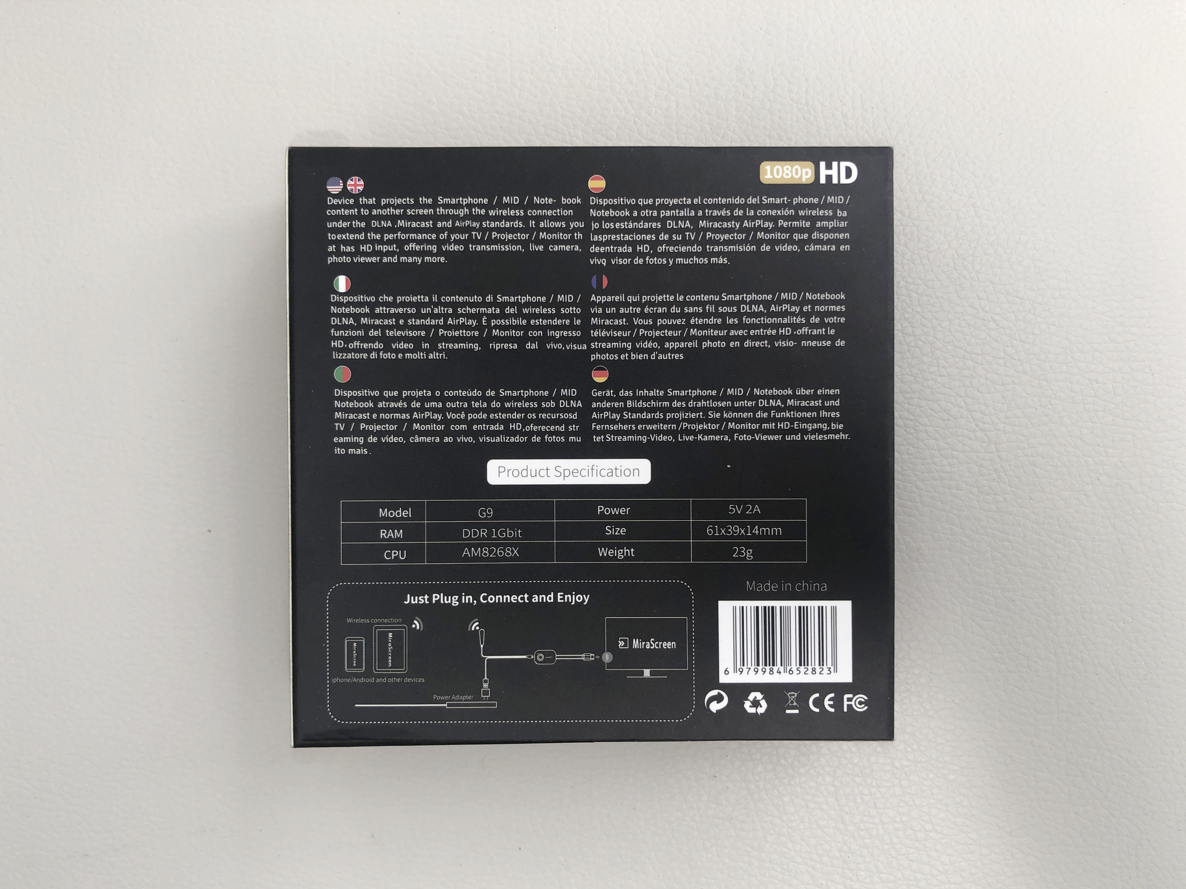 Bộ thu màn hình không dây MiraScreen G9 - Chuẩn HDMI 1080P