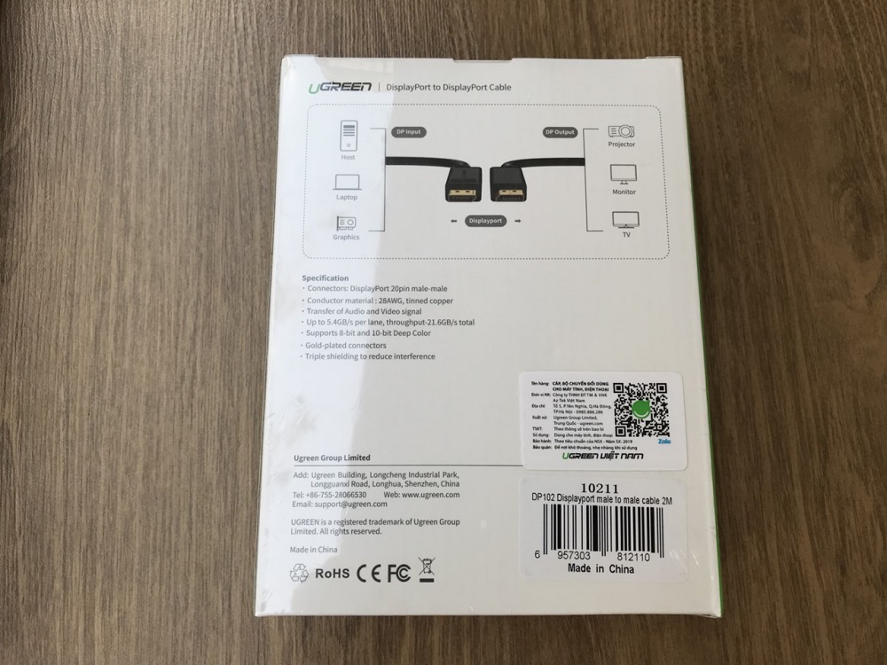 new - Cáp Displayport to Displayport dài 2M chính hãng Ugreen 10211