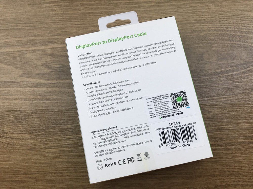 new - Cáp Displayport to Displayport Dài 1M Chính Hãng Ugreen 10244