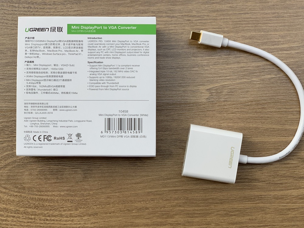 new - Cáp Mini Displayport to VGA Ugreen 10458 chính hãng
