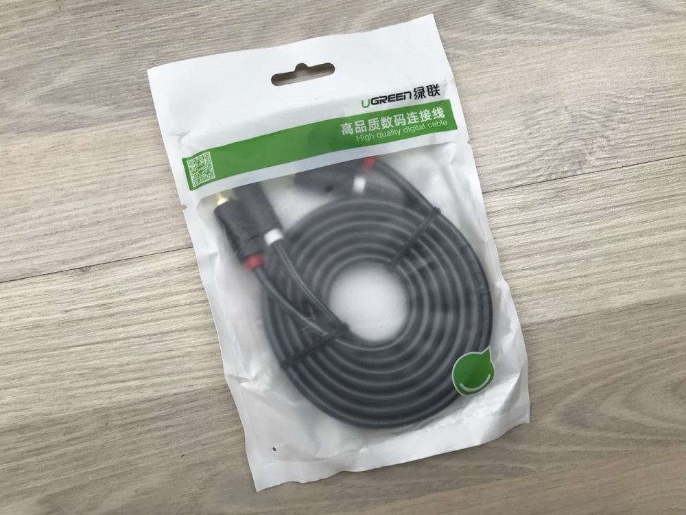 new - Cáp loa AV 2 đầu hoa sen 3M UGREEN 10519 - AV104 2RCA cao cấp