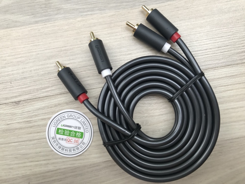 new - Cáp loa AV 2 đầu hoa sen 3M UGREEN 10519 - AV104 2RCA cao cấp