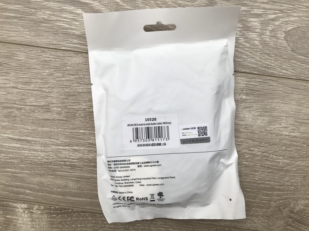 new - Cáp loa AV 2 đầu hoa sen 5M UGREEN 10520 - AV104 2RCA cao cấp