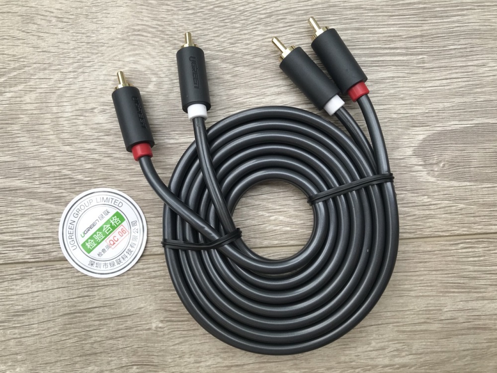 new - Cáp loa AV 2 đầu hoa sen 5M UGREEN 10520 - AV104 2RCA cao cấp