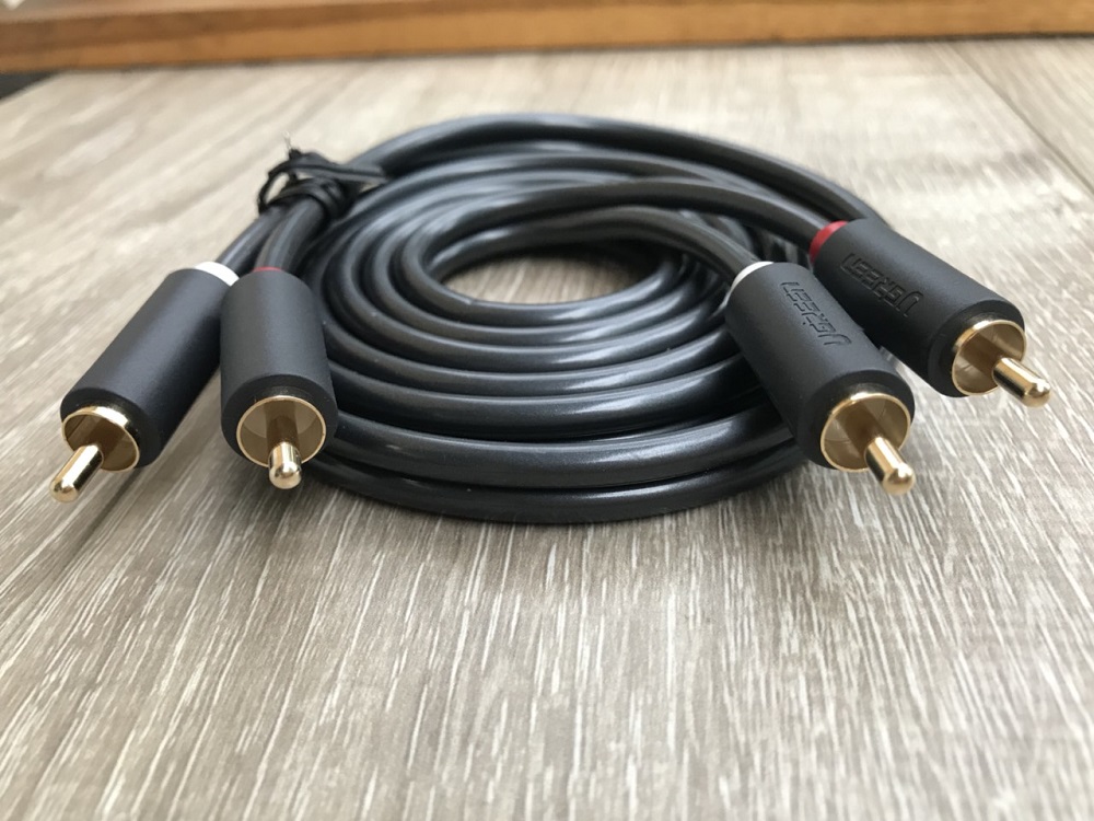 new - Cáp loa AV 2 đầu hoa sen 5M UGREEN 10520 - AV104 2RCA cao cấp