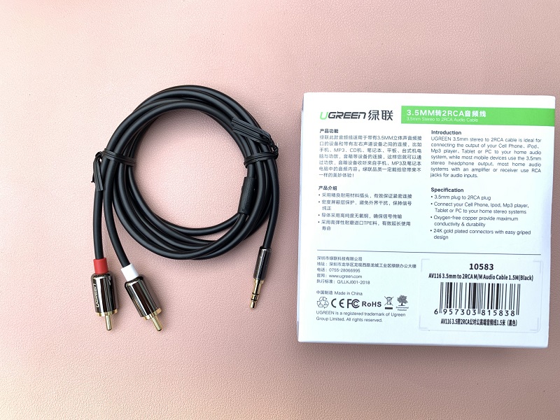 new - Dây Audio 3,5mm ra 2 đầu RCA dài 1.5M UGREEN AV116 10583 - Ugreen 10583