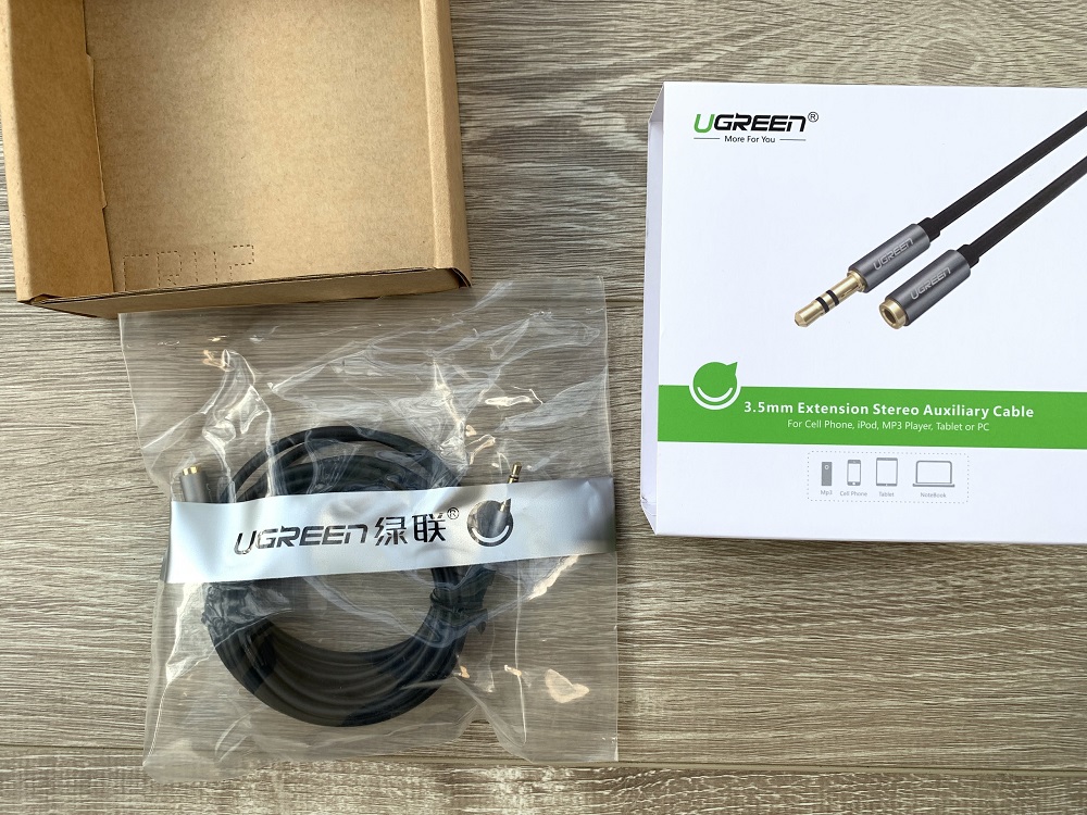 new - Cáp Audio 3.5mm âm dương chính hãng Ugreen 10595 cao cấp dài 3m Màu Đen