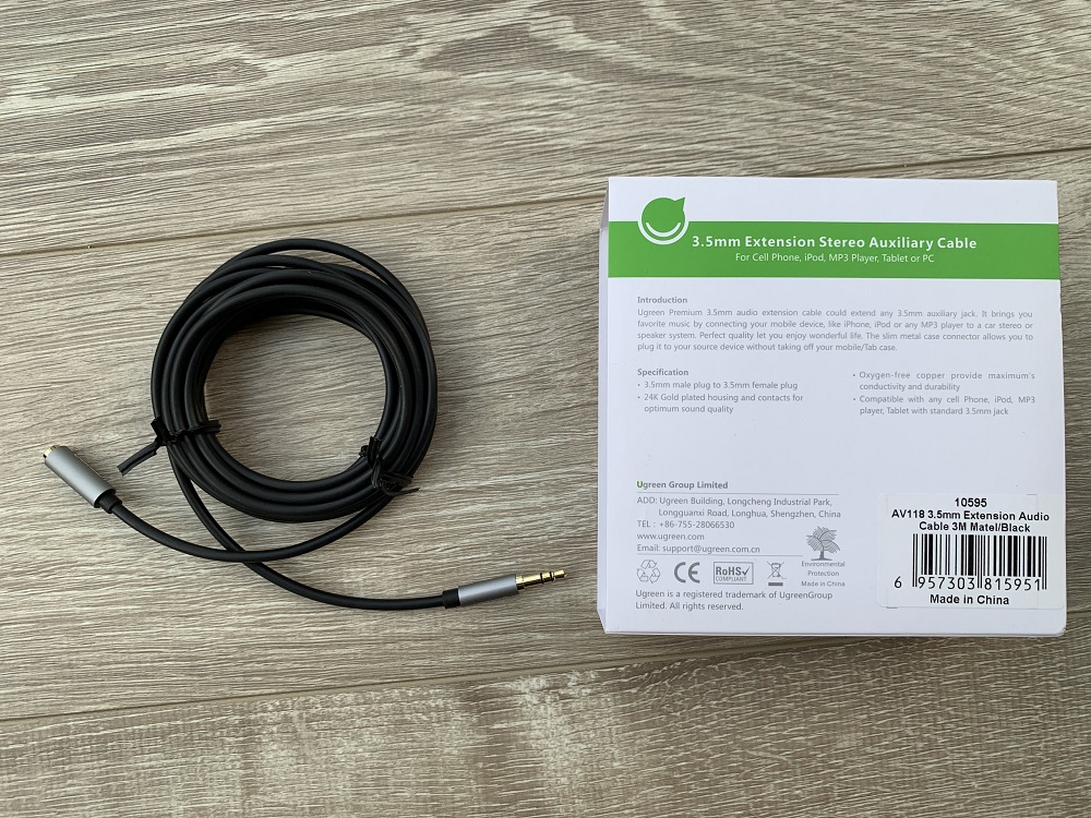 new - Cáp Audio 3.5mm âm dương chính hãng Ugreen 10595 cao cấp dài 3m Màu Đen