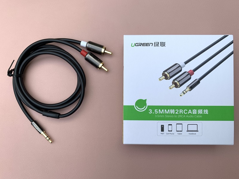 new - Dây Audio 3,5mm ra 2 đầu RCA dài 1M UGREEN AV116 10749  - 10749