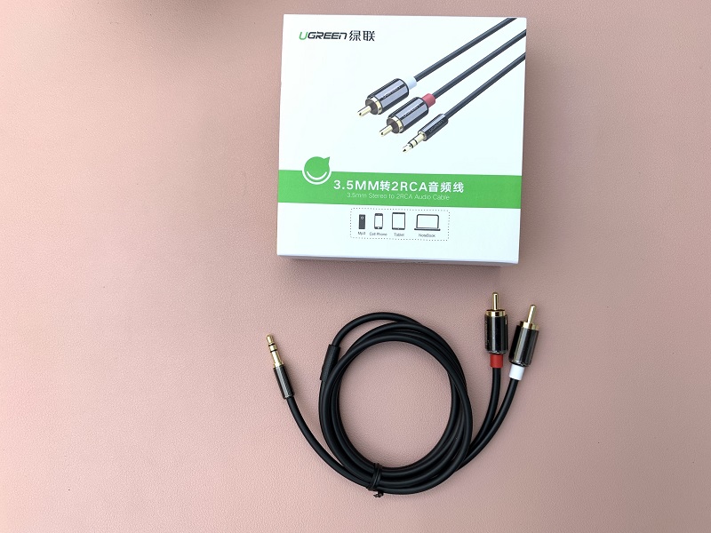 new - Dây Audio 3,5mm ra 2 đầu RCA dài 1M UGREEN AV116 10749  - 10749