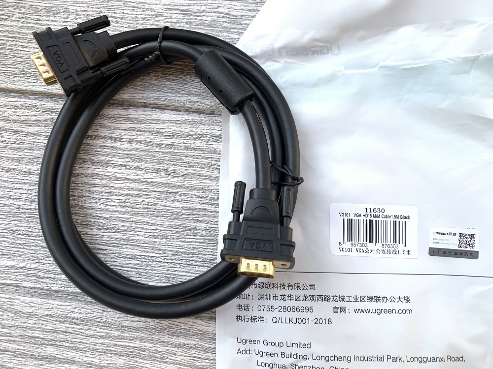 new - Cáp VGA 2 đầu dài 1,5M Chính Hãng Ugreen 11630