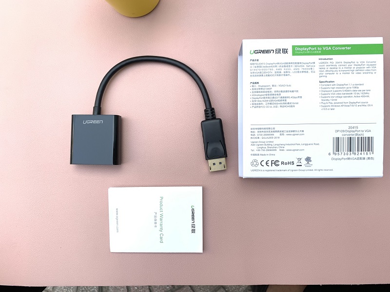 new - Cáp chuyển Displayport to VGA cao cấp Ugreen 20415 - UG20415 DP109