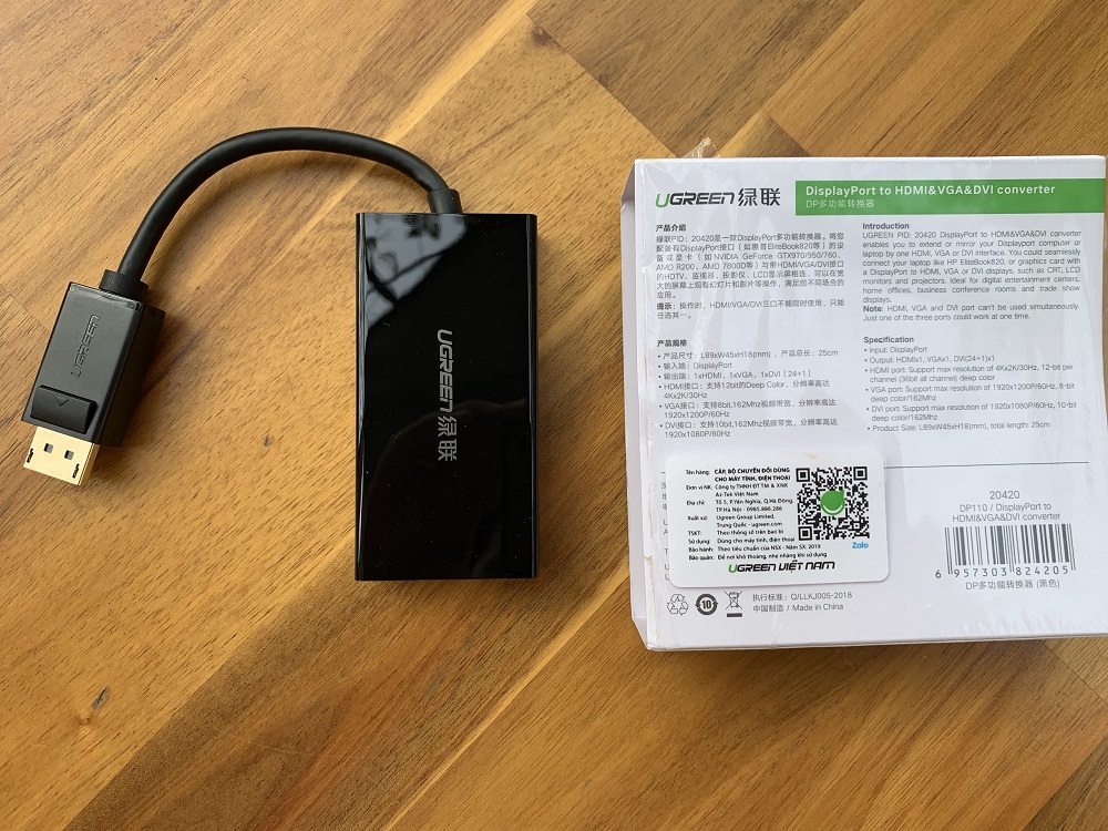 new - Cáp chuyển đổi Displayport to HDMI + VGA + DVI Ugreen 20420