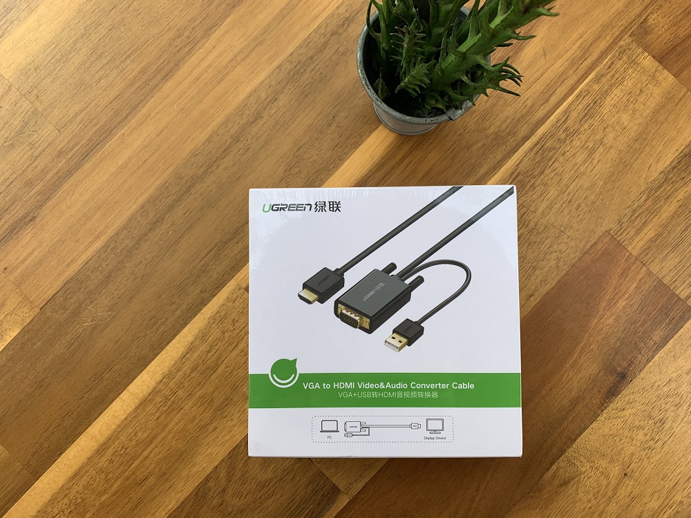 new - Cáp chuyển đổi VGA to HDMI+Audio dài 2m Ugreen 30840 cao cấp