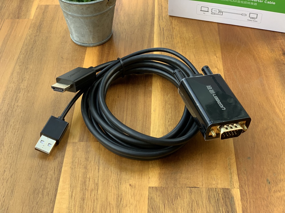 new - Cáp chuyển đổi VGA to HDMI+Audio dài 2m Ugreen 30840 cao cấp