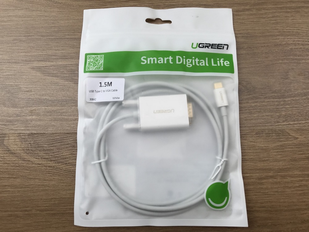 new - Cáp type-C to VGA dài 1,5m Ugreen 30842 cao cấp