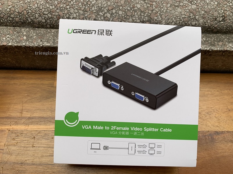 new - Cáp chia cổng VGA 1 ra 2 chính hãng Ugreen 40254