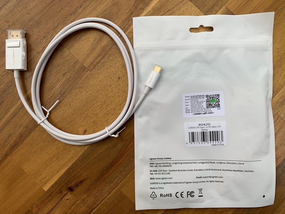 new - Cáp chuyển đổi Type-C to Displayport dài 1,5m Ugreen 40420