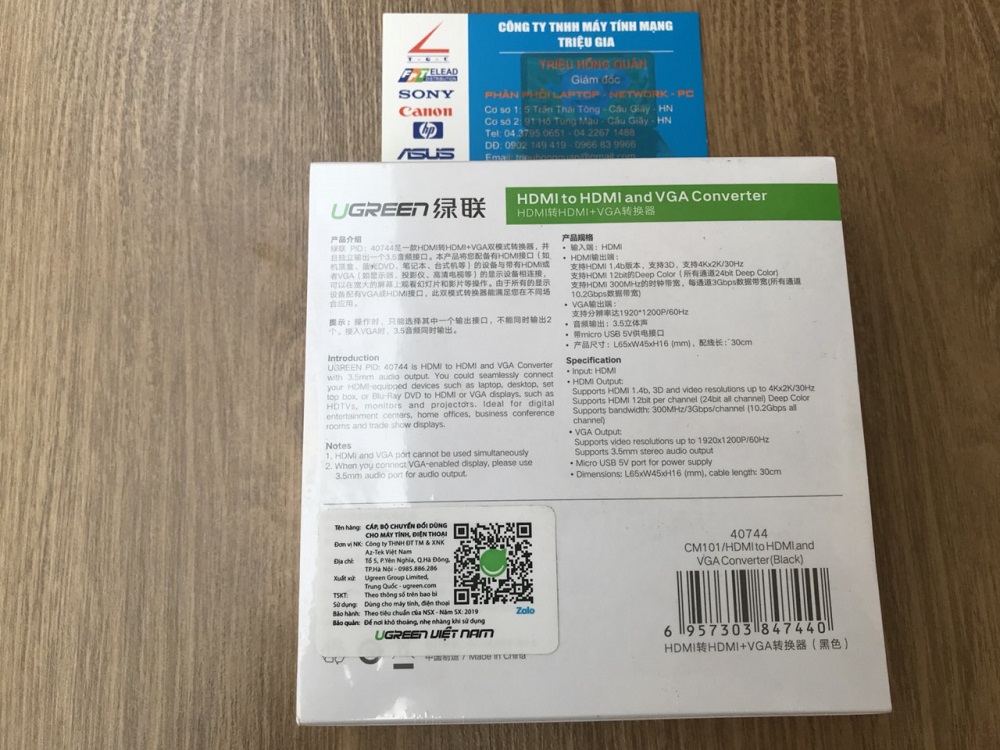 new - Cáp chuyển đổi HDMI to VGA+ HDMI chính hãng Ugreen 40744