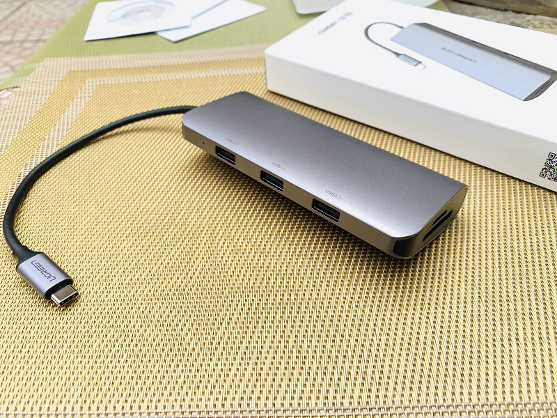 new - Bộ chuyển USB C to HDMI+VGA+USB 3.0+LAN 1Gbps + Card Reader Ugreen 40873 - Ugreen 40873