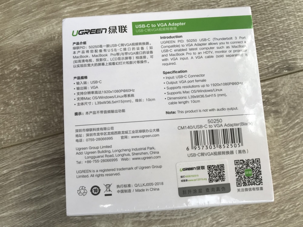 new - Cáp chuyển USB-C to VGA Chính Hãng UGREEN 50250