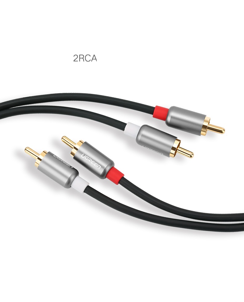 new - Cáp loa AV 2 đầu hoa sen 0.5M UGREEN 50285 - AV104 2RCA cao cấp
