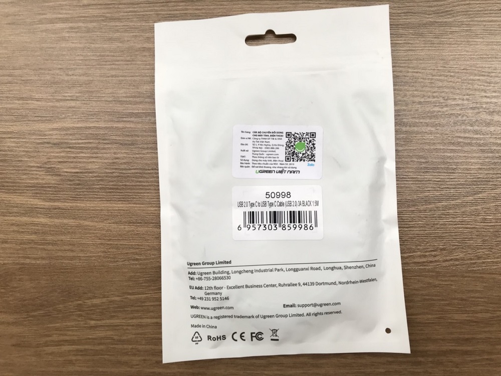 new - Cáp USB Type-C chính hãng Ugreen 50998 (Black, 1.5M)
