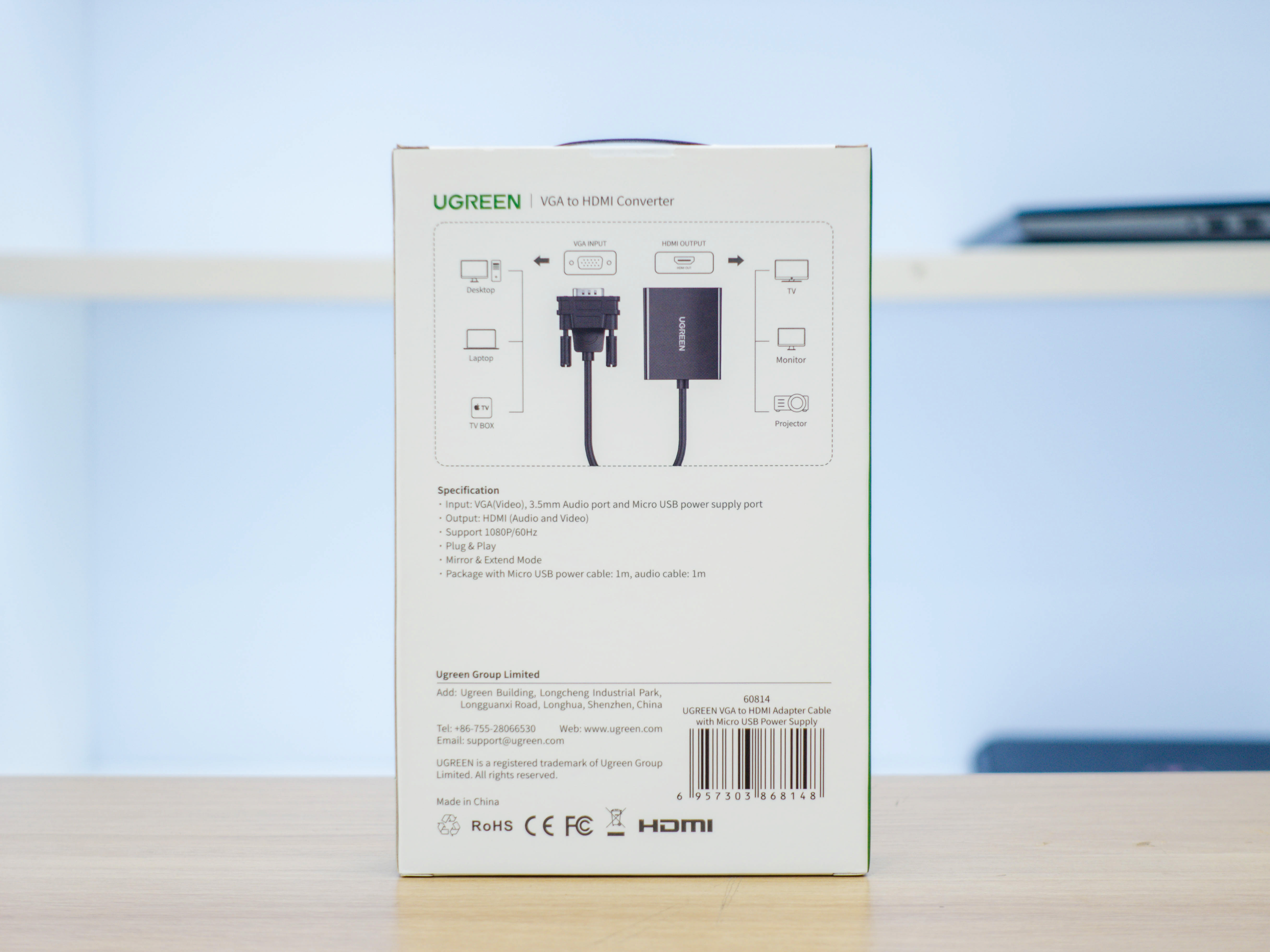 Bộ chuyển đổi VGA sang HDMI + Audio 3.5mm UGREEN 60814