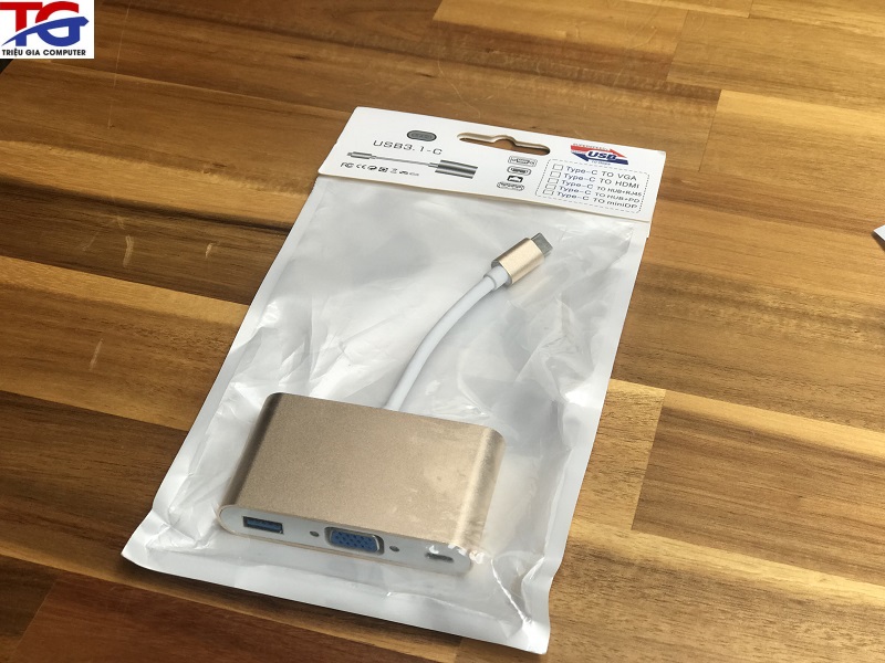 Bộ chuyển Type C ra VGA USB3.0 type c - chính hãng